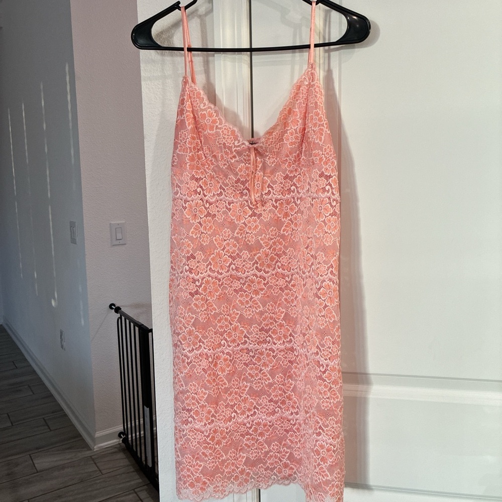 Pink Lace Slip Dress